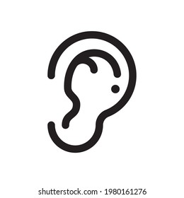 Ear icon. Ear line design The concept of hearing problems Isolated on background