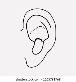 Ear icon line element. Vector illustration of ear icon line isolated on clean background for your web mobile app logo design.