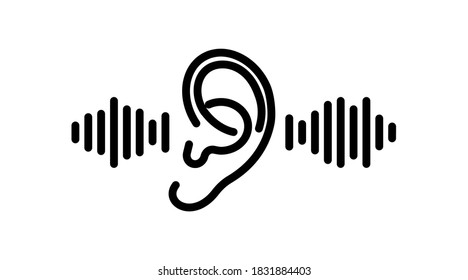 ear icon line. Hearing, listen symbol isolated . Vector illustration