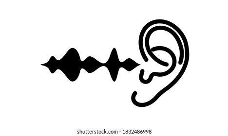 ear icon line. Hearing, listen symbol isolated . Vector illustration