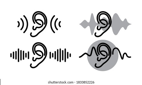 ear icon line. Hearing, listen symbol isolated . Vector illustration