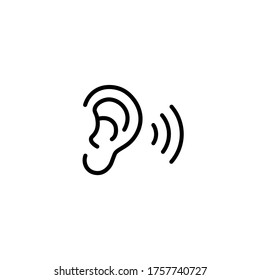 Ear icon line. Hearing symbol. Vector on isolated white background. Eps 10.