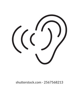 ear icon line vector design is listening in trendy style