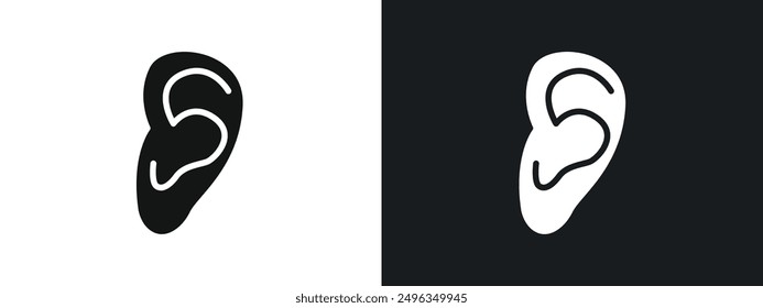 Ear icon linear graphics set vector in black