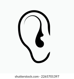 Ear Icon. Listen, Hearing Element Symbol.