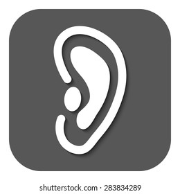 The ear icon. Listen symbol. Flat Vector illustration. Button