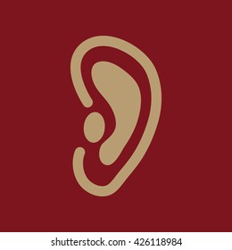 The ear icon. Listen symbol. Flat Vector illustration