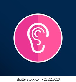 ear icon listen vector hear deaf human sign.