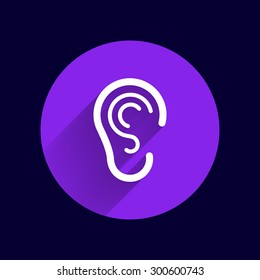 ear icon listen vector hear deaf human sign.