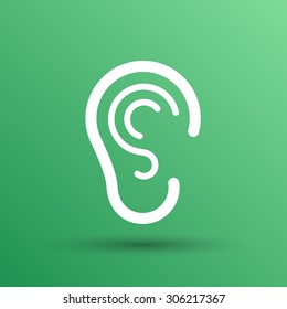 ear icon listen vector hear deaf human sign.