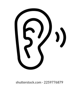 Ear icon listening to sound. Vector.
