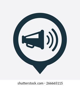 ear icon map pin on white background
