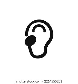 Ear icon. Noise exposure. Sales of hearing aids. Logo of the Doctor of Otolaryngology. Editable stroke.