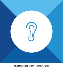 Ear Icon On Blue Background. Eps-10.