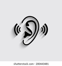 Ear icon on a grey background