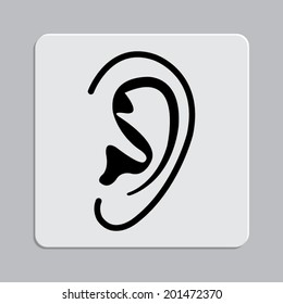 Ear Icon On A Grey Flat Button