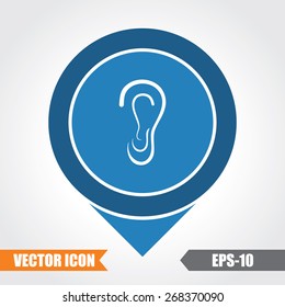  Ear Icon On Map Pointer. Eps.-10.