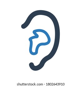 Ear icon on white background.