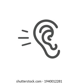 Ear icon on white background. Vector illustration.