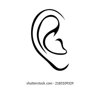 Ear icon on a white background. Vector illustration.