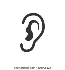 Ear icon  on white background. Vector illustration.