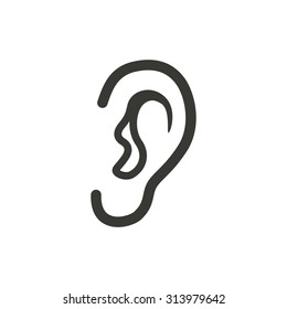 Ear   icon  on white background. Vector illustration.