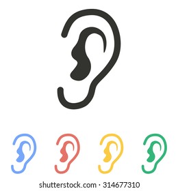 Ear icon on white background. Vector illustration.