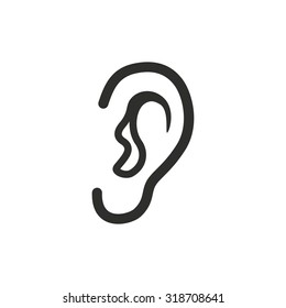 Ear   icon  on white background. Vector illustration.