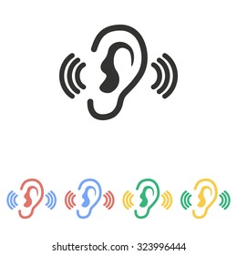 Ear   icon  on white background. Vector illustration.