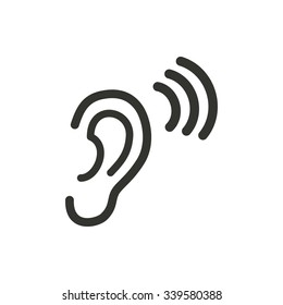 Ear   icon  on white background. Vector illustration.