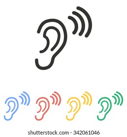 Ear   icon  on white background. Vector illustration.