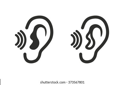 Ear   icon  on white background. Vector illustration.