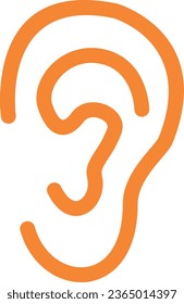 ear icon orange outline flat vector