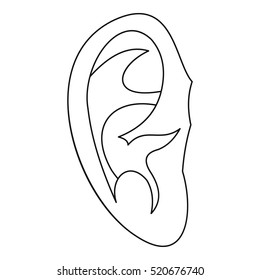 Ear icon. Outline illustration of ear vector icon for web