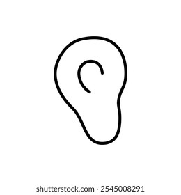Ear icon Outline set in black and white color