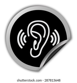 ear icon - round vector sticker
