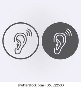 Ear icon set in circle . Vector illustration