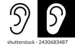 Ear icon set, hearing symbol