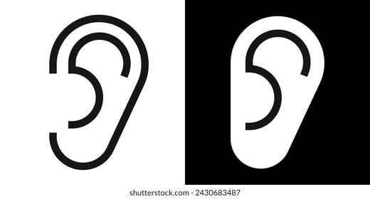 Ear icon set, hearing symbol