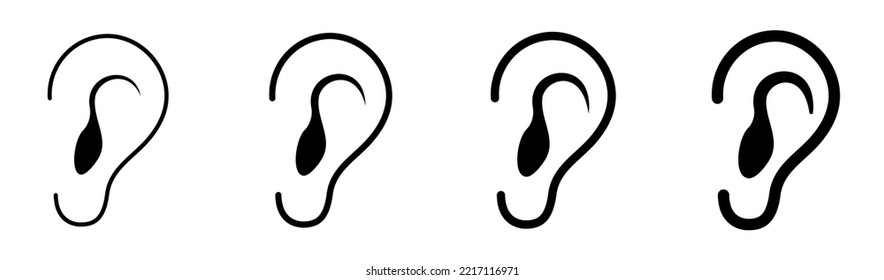 Ear icon set. Line art style. Vector illustration isolated on white backgroun
