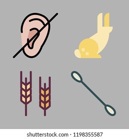 ear icon set. vector set about deaf, rabbit, cotton swab and wheat icons set.