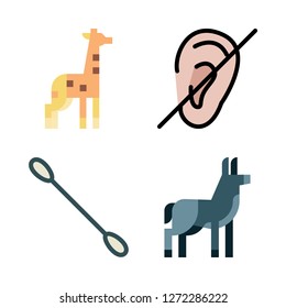 ear icon set. vector set about giraffe, deaf, cotton swab and donkey icons set.
