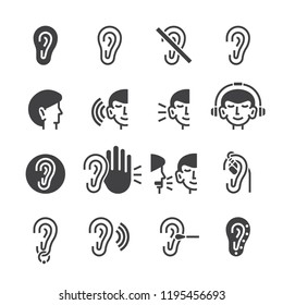 Ear icon set/Flat icon set design ,Out line vector icon set for design.