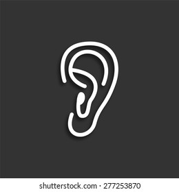 Ear icon with shadow - vector illustration