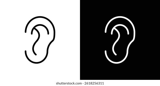 Ear icon shape graphic simple plain clipart symbol. thin line outline art