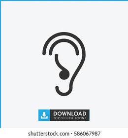 ear icon. Simple filled ear icon. On white background.