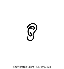 ear icon. simple, flat, black, outline.