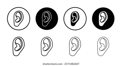 ear icon Simple outline illustration set