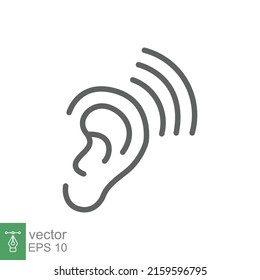 Ear icon. Simple outline style. Hearing, listen symbol. Thin line vector illustration isolated on white background. EPS 10.