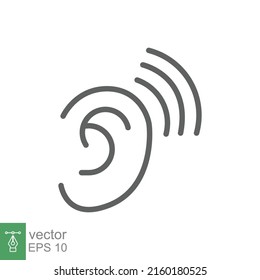 Ear icon. Simple outline style. Hearing, listen symbol. Thin line vector illustration isolated on white background. EPS 10.
